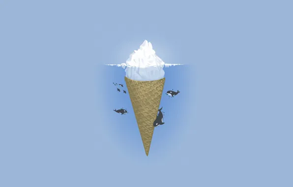 Картинка лед, вода, синий, айсберг, кит, мороженое, ice, мороженное