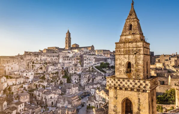 Дома, Италия, панорама, Матера, Sassi di Matera