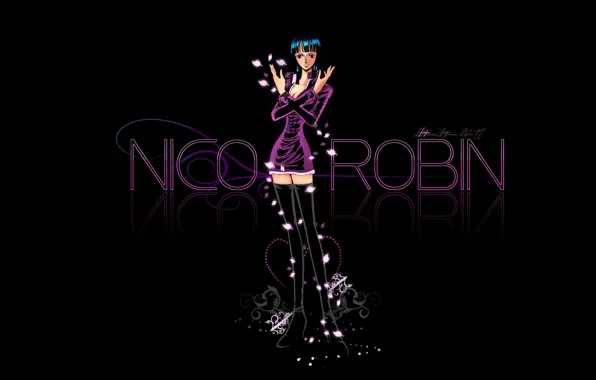 Картинка One Piece, anime, black background, manga, anime girl, Nico Robin