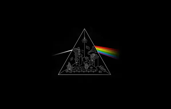 Картинка Черный, Музыка, Фон, Треугольник, Pink Floyd, Призма, Рок, Тёмная сторона Луны