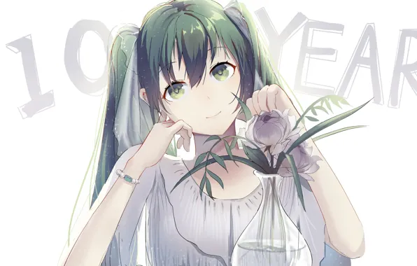 Цветок, Hatsune Miku, Vocaloid, Вокалоид, Хатсуне Мику