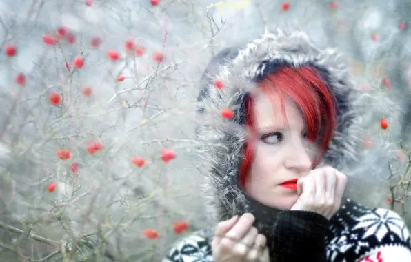 Картинка девушка, снег, портрет