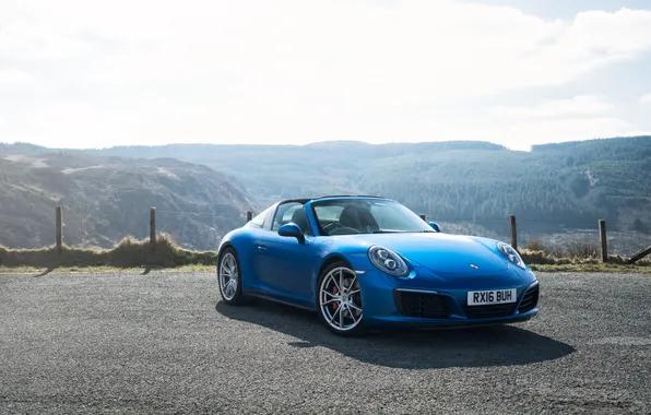 Картинка 911, Porsche, порше, синяя, Targa, тарга