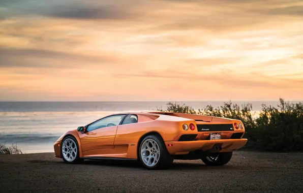 Lamborghini, Orange, Diablo, Road, Rear, Diablo VT