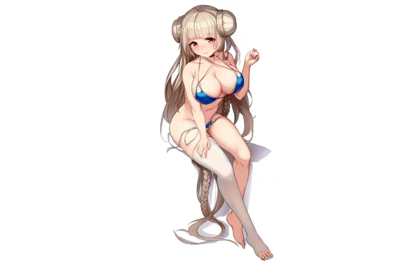 Girl, sexy, cleavage, thighhighs, long hair, boobs, anime, beautiful