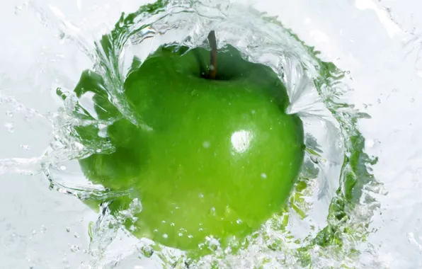 Картинка вода, зеленый, green, яблоко
