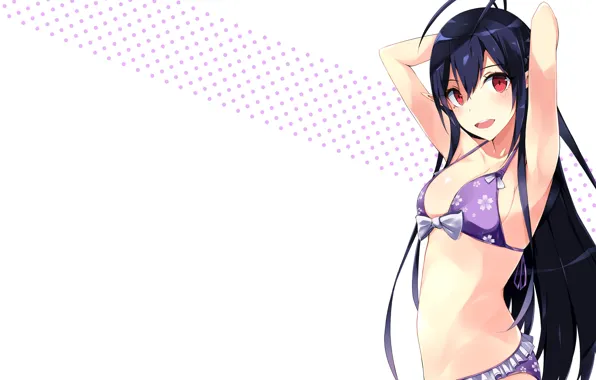 Girl, sexy, cleavage, long hair, boobs, anime, beautiful, red eyes