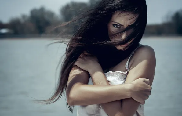 Девушка, поза, фон