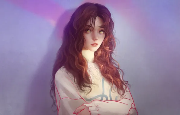 Девушка, Рисунок, Стиль, Лицо, Girl, Глаза, Портрет, Шатенка
