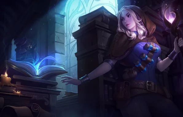 Девушка, магия, книга, Lux, League Of Legends