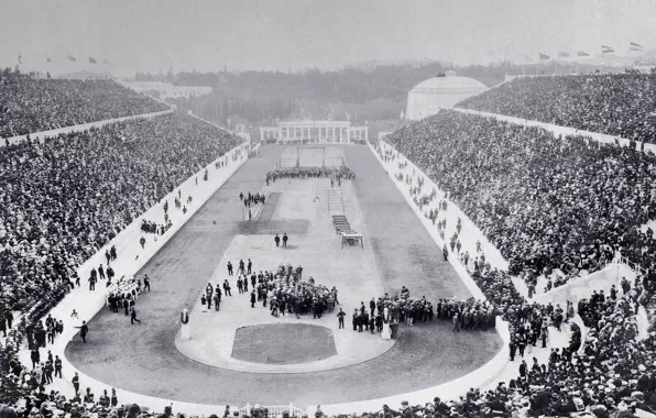 Картинка Греция, Олимпиада, стадион, Олимпийские игры, открытие, Афины, 1896 год