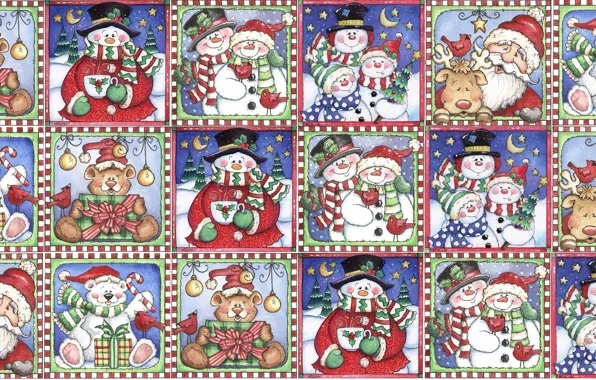 Картинка настроение, праздник, подарок, текстура, Новый год, снеговик