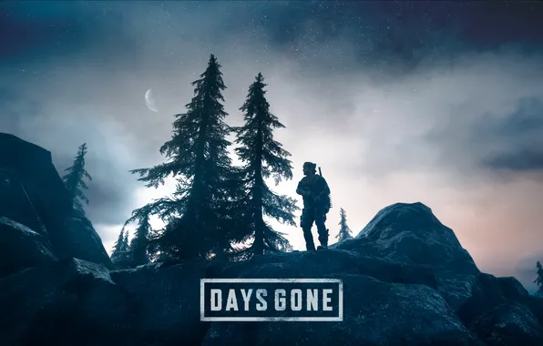 Небо, природа, рассвет, луна, герой, Орегон, зомби, days gone