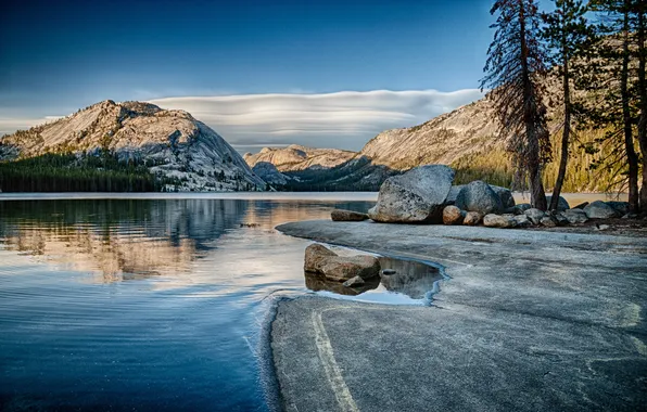 Горы, озеро, США, Yosemite, национальный парк, Tenaya Lake