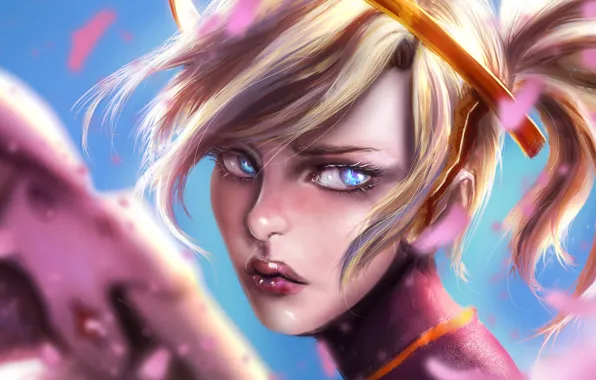 Девушка, Ангел, Overwatch, Mercy, by Asteltainn, Дозор, Ангела Циглер