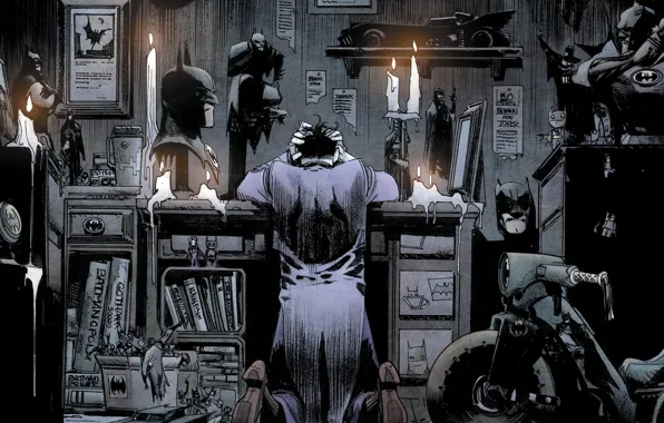 Картинка fantasy, Batman, Joker, comics, bad, artwork, candles, mask