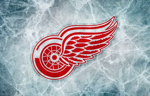 Лед, Логотип, Detroit, NHL, НХЛ, Хоккей, Red Wings