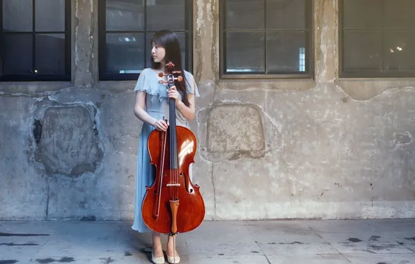 Картинка девушка, музыка, виолончель