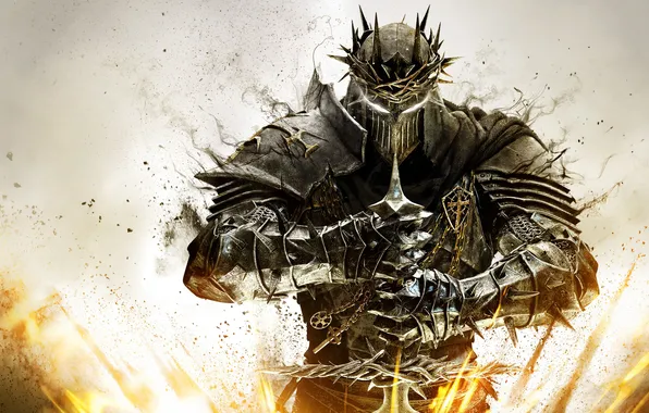 Картинка меч, доспехи, воин, фэнтези, арт, Dark Crusader, Lords of the Fallen II