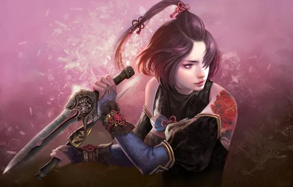 Девушка, Мечи, Woman Warrior, Master of Meteor Blades