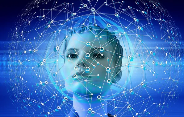 Картинка robot, internet, blue, technology, communication, artificial intelligence, complexity, computer network