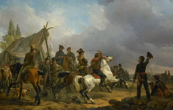 Дерево, масло, картина, Jozef Moerenhout, Бега Рысаков