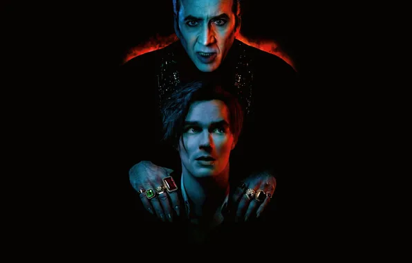Николас Кейдж, черный фон, постер, ужасы, комедия, Nicolas Cage, Dracula, Николас Холт