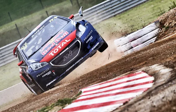 Фара, Прыжок, Peugeot, rallycross, 208, worldrx, Davy Jeanney