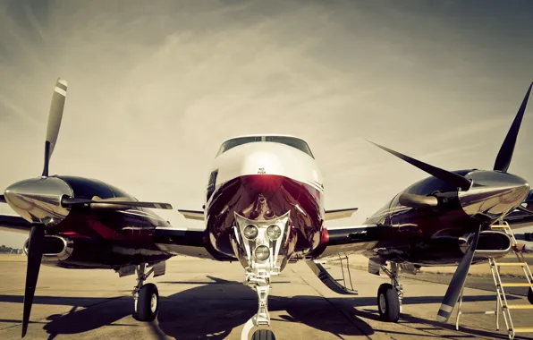 Картинка самолет, турбина, кабина, пропеллер, Beechcraft King Air