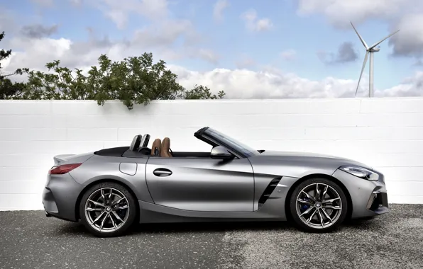 Картинка серый, стена, ветряк, BMW, профиль, родстер, BMW Z4, M40i