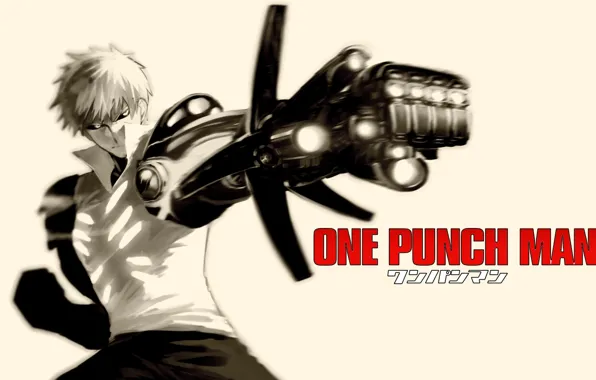 Картинка оружие, фантастика, аниме, киборг, киберпанк, One Punch Man, OnePunch-Man, genos