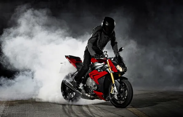 Картинка Red, Drift, Bike, BMW S1000 R Concept