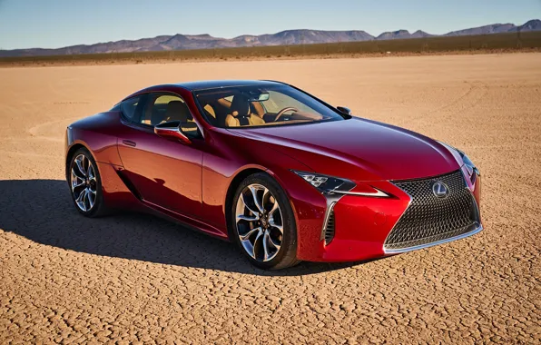 Car, машина, пустыня, Lexus, red, автомобиль, Lexus LC 500