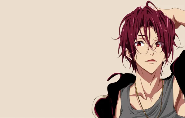 Пловец, парень, Рин, красные волосы, Free!