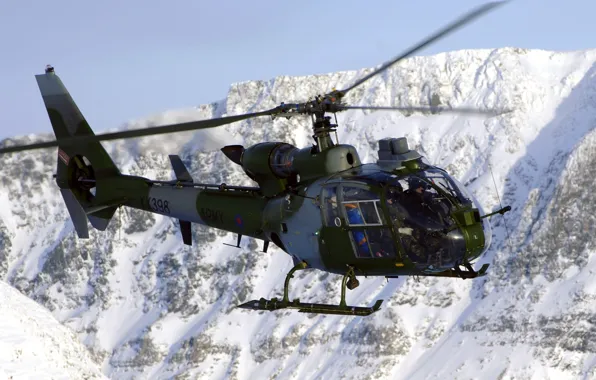 Snow, helicopter, montain, France Air Force, Sud-Aviation Gazelle, SA 341, France Army