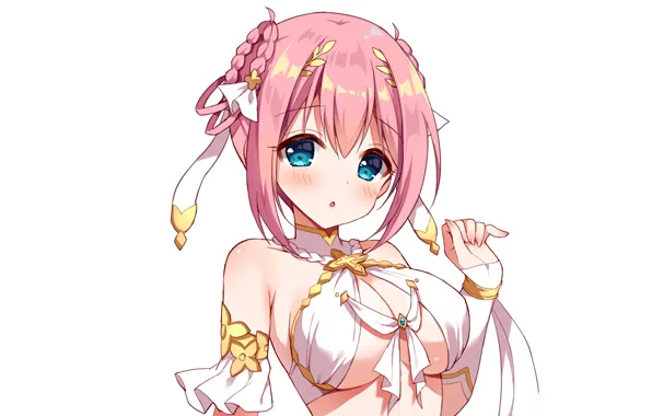 Girl, sexy, cleavage, pink hair, boobs, anime, beautiful, short hair