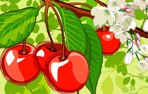 Цветы, Листья, Вишня, Cherry