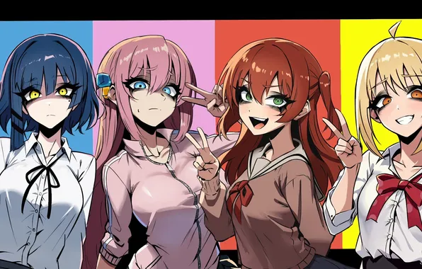 Girl, art, look, Nagainegi, V sigh