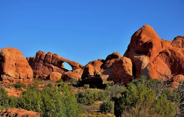 Небо, камни, скалы, Юта, США, arches national park