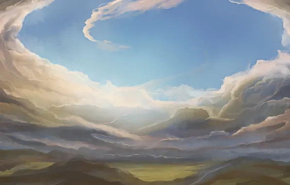 Картинка небо, облака, природа, вид, арт