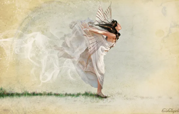 Картинка девушка, крылья, платье