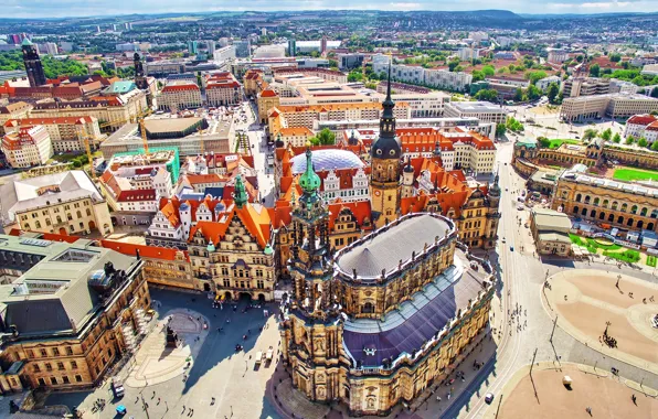 Germany, Dresden, streets, church, European