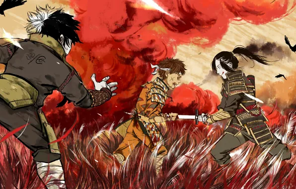 Blood, сражение, Naruto, war, dead, katana, brothers, Uchiha