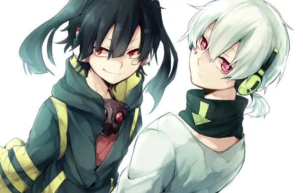 Арт, двое, персонажи, Kagerou Project, Проект "знойный Туман"