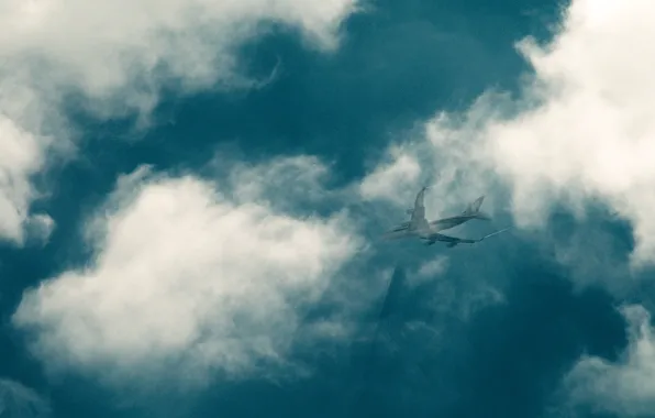 Облака, Небо, Boeing, Высота, полёт, Боинг, singapore, пассажирский