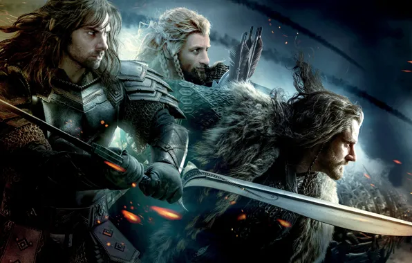 Картинка Fire, Movies, 2012, Men, The Hobbit, An Unexpected Journey, Richard Armitage, Weapons