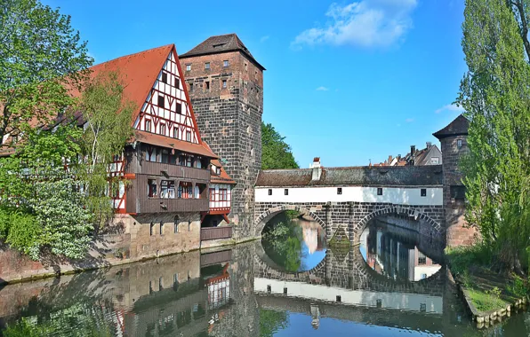 Картинка мост, Германия, Бавария, канал, архитектура, bridge, Germany, Bavaria