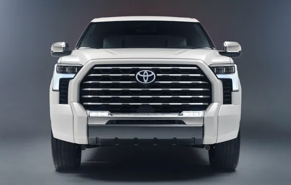 Картинка мощь, внедорожник, Toyota, серый фон, экстерьер, Tundra, CrewMax, 2022