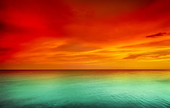 Картинка море, небо, закат, sky, sea, landscape, nature, sunset
