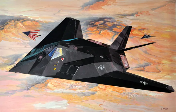 Картинка USAF, дозвуковой тактический, F-117 Nighthawk, малозаметный ударный истребитель